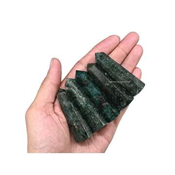 Chrome Diopside Crystal Towers ~ Natural Healing Crystal Point Obelisk for Reiki Healing and Crystal Grid (2" to 3" INCH)