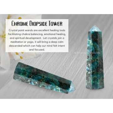 Chrome Diopside Crystal Towers ~ Natural Healing Crystal Point Obelisk for Reiki Healing and Crystal Grid (2" to 3" INCH)
