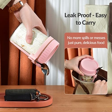 DRKIO 4 Pack Overnight Oats Containers with Spoons 16 Oz Glass Jars