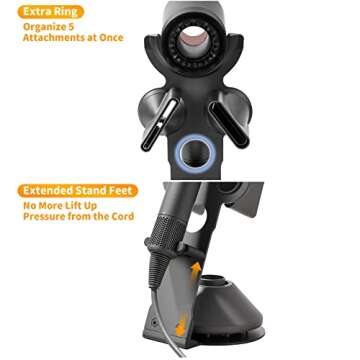 Hair Dryer Holder Stand for Dyson Hair Dryer, Upgraded Dyson Hair Dryer Holder Dyson Hair Dryer Stand Black to Store 5 Dyson Hair Dryer Attachments with Cable Hook