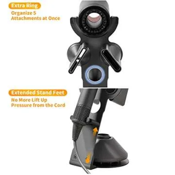 Hair Dryer Holder Stand for Dyson Hair Dryer, Upgraded Dyson Hair Dryer Holder Dyson Hair Dryer Stand Black to Store 5 Dyson Hair Dryer Attachments with Cable Hook
