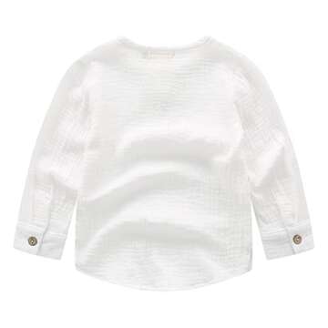 Ashmyova Boys Cotton Linen Shirt Toddler Boys Button Up Pocket Long Sleeve Blouse Dress Shirts Fall ...