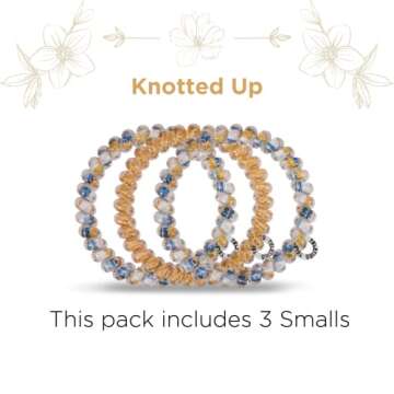 TELETIES - Small Spiral Hair Coils - Spring Collection - Ponytail Holder Hair Ties for Women - Phone Cord Hair Ties - Strong Grip, No Rip, Water Resistant, No Crease - 3 pack - Knotted Up