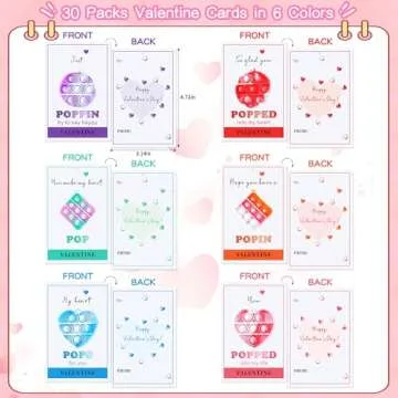 ROPODE Valentines Cards for Kids Classroom - 30 Pack Pop Fidget Valentines Day Gifts for Kids - Vale...