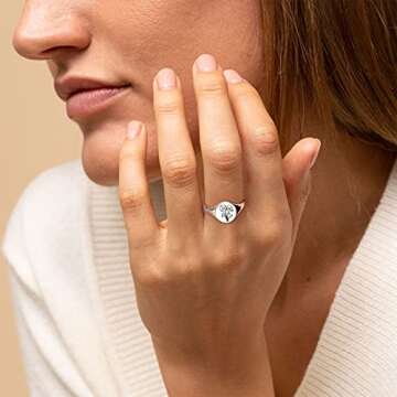 ChicSilver November Birth Flower Ring 925 Sterling Silver Handmade Chrysanthemum Signet Ring Adjusta...