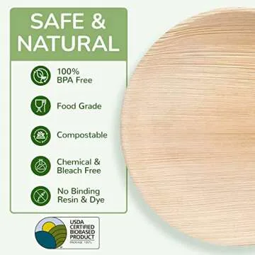 Palm Leaf Dinner Plates, 50 pcs Eco-Friendly Disposable