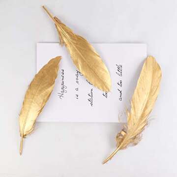 HaiMay 80 Pieces Gold Feathers for Crafts & Weddings