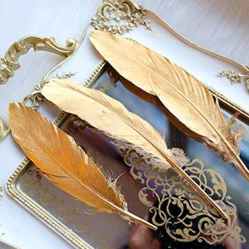 HaiMay 80 Pieces Gold Feathers for Crafts & Weddings