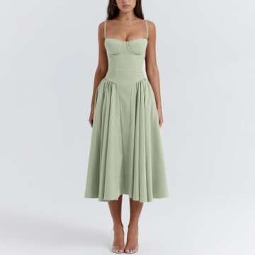 Floral Corset Dress for Women Elegant Sleeveless House of Cb Dress Pleated Hem Cocktail Dresses Graduation Dress Spring Y2k Boho Floral Dresses Summer Square Neck Mother of The Bride Dresses