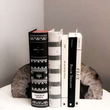 JIC Gem Black Agate Bookends - Elegant Home Decor