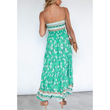 ZESICA Summer Bohemian Floral Maxi Dress in Aqua