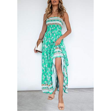 ZESICA Summer Bohemian Floral Maxi Dress in Aqua