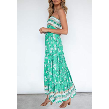 ZESICA Summer Bohemian Floral Maxi Dress in Aqua