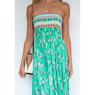 ZESICA Summer Bohemian Floral Maxi Dress in Aqua