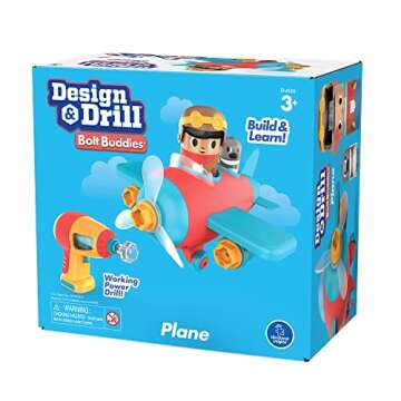 Educational Insights Design & Drill Bolt Buddies Plane Take Apart Toy with Electric Toy Drill, Preschool STEM Toy, Gifts for Boys & Girls, Ages 3+