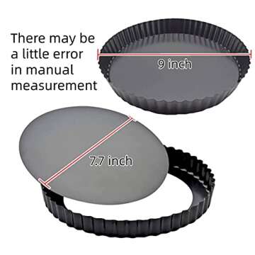 2 Pack 9 Inches Non-Stick Tart Pan with Removable Loose Bottom, Tart Pie Pan, Round Tart Quiche Pan