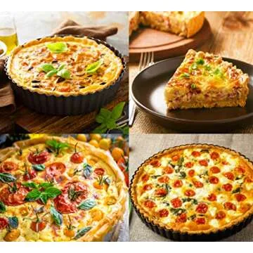 2 Pack 9 Inches Non-Stick Tart Pan with Removable Loose Bottom, Tart Pie Pan, Round Tart Quiche Pan