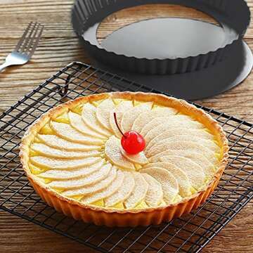 2 Pack 9 Inches Non-Stick Tart Pan with Removable Loose Bottom, Tart Pie Pan, Round Tart Quiche Pan