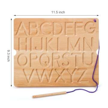 Suwimut Number & Letter Tracing Board, Wooden Alphabet Learning Montessori Toys for Kids Age 3-5, Do...