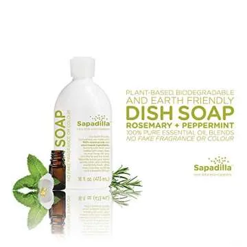Sapadilla Rosemary + Peppermint Dish Soap, Hand Soap & Countertop Cleanser, Variety Pack 16 Ounces