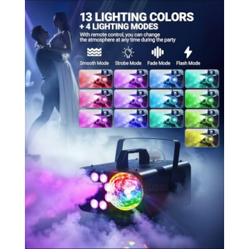 Maraiss 600W Fog Machine with Disco Ball & 13 Color Effects