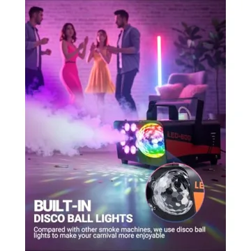 Maraiss 600W Fog Machine with Disco Ball & 13 Color Effects