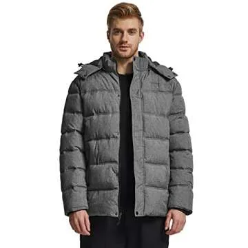 wantdo Men's Puffer Jacket Heavy Winter Coat Thicken Puffy Coat (Heather Gray, Medium)