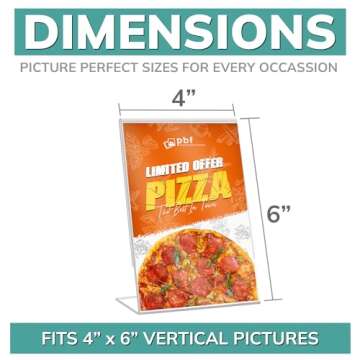 pbf 4x6 Acrylic Sign Holder | 4 x 6 Vertical Stand Up Slanted Sign Holder | Acrylic Stands for Displ...