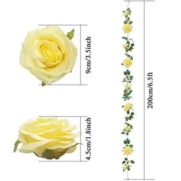 U'Artlines Yellow Rose Vines - 19.5 Ft Floral Garland