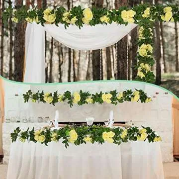 U'Artlines Yellow Rose Vines - 19.5 Ft Floral Garland