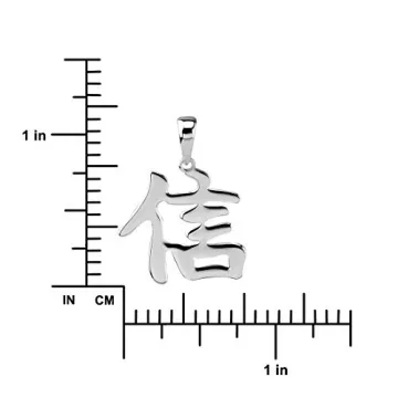 Stylish Sterling Silver BELIEVE Kanji Pendant Necklace