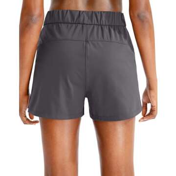 SANTINY Women's Lounge Shorts 2.5'' Comfy Workout Hiking Athletic Running Casual Shorts for Women with Pockets (01-Dark Grey_S)