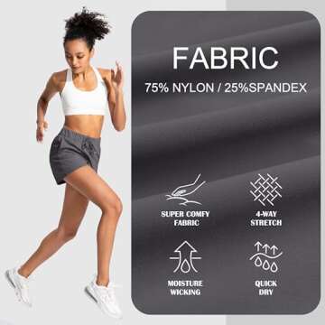 SANTINY Women's Lounge Shorts 2.5'' Comfy Workout Hiking Athletic Running Casual Shorts for Women with Pockets (01-Dark Grey_S)