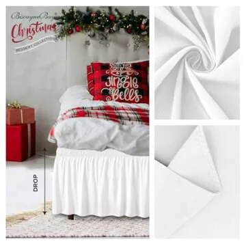 Biscaynebay Wrap Around Bed Skirts for King & Cal King Beds with Long Drop of 18", White Adjustable Elastic Dust Ruffles Easy Fit Wrinkle Resistant Silky Luxurious Fabric Machine Washable