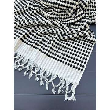 muslin babies Rainbow Bath Towel Soft Cotton Beach Towel - Multicolor Thick Absorbent Turkish Towel -Colorful Hand Loomed Organic Terry Towel (Black)