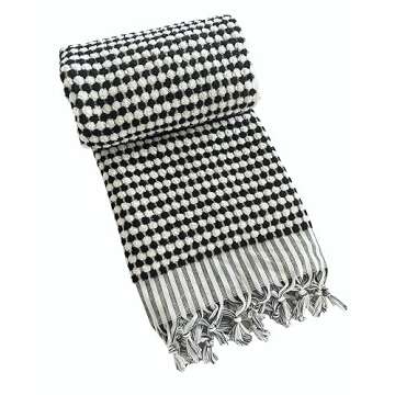 muslin babies Rainbow Bath Towel Soft Cotton Beach Towel - Multicolor Thick Absorbent Turkish Towel -Colorful Hand Loomed Organic Terry Towel (Black)