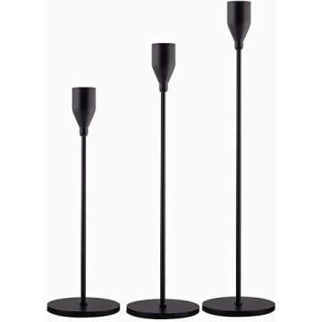 Matte Black Candle Holders Set for Taper Candles