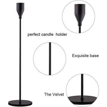 Matte Black Candle Holders Set for Taper Candles