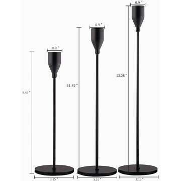 Matte Black Candle Holders Set for Taper Candles