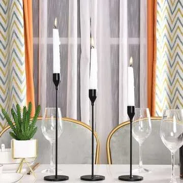 Matte Black Candle Holders Set for Taper Candles
