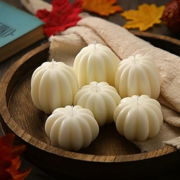 Mtlee 6 Pieces Thanksgiving Pumpkin Shaped Soy Candles Scented Candles Fall Pumpkin Tealight Candles...