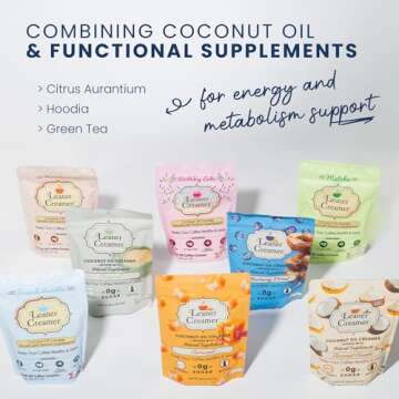 Leaner Creamer Natural Powdered Coconut Creamer for Coffee - Coconut Oil Non-Dairy Creamer to Naturally Cream & Sweeten Coffee for Smoothies, Keto, Gluten-Free, Sugar-Free - Caramel - 280g