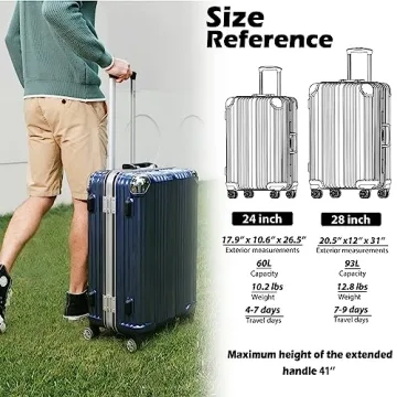 Coolife Aluminium Frame Suitcase with TSA Lock & Durability