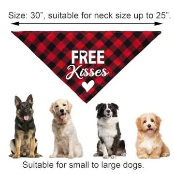 JOTFA Valentine's Day Dog Bandanas Costumes, Valentines Dog Outfits Heart Headband Dog Valentines Bandanas for Small Medium Large Dogs (Red, Free Kisses)