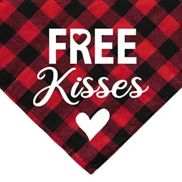 JOTFA Valentine's Day Dog Bandanas Costumes, Valentines Dog Outfits Heart Headband Dog Valentines Bandanas for Small Medium Large Dogs (Red, Free Kisses)