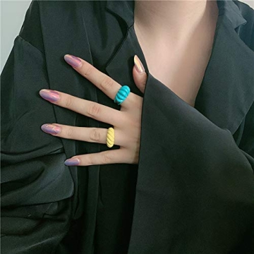 Vibrant SLOONG Chunky Ring Set – 5pcs Colorful Style