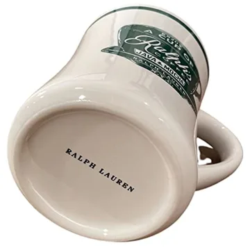 RALPH'S COFFEE FINE PORCELAIN COFFEE CUP MUG WHITE W/GREEN