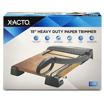 X-ACTO 26315 Heavy-Duty Wood Base Guillotine Trimmer, 15 Sheets, 12-Inch x 15-Inch