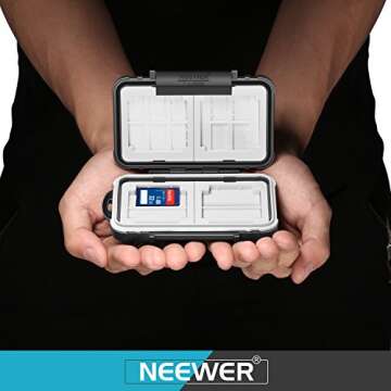 Neewer 14 Slots Memory Card Case Holder, Durable Waterproof Anti-Shock Storage Protector Card Box for 10 Micro SD Cards/10 TF Cards/2 CF Cards and 4 SD Cards/4 XD Cards/2 CF Cards (Black)