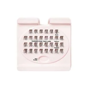 KISS Looks So Natural Trio Lash Medium Combo Pack, False Eyelashes with Tapered End Technology, 3D Lengths & Angles, Easy Grip Tray with Built-In Glue Pocket, 30 Trio Lashes in Short & Medium Lengths